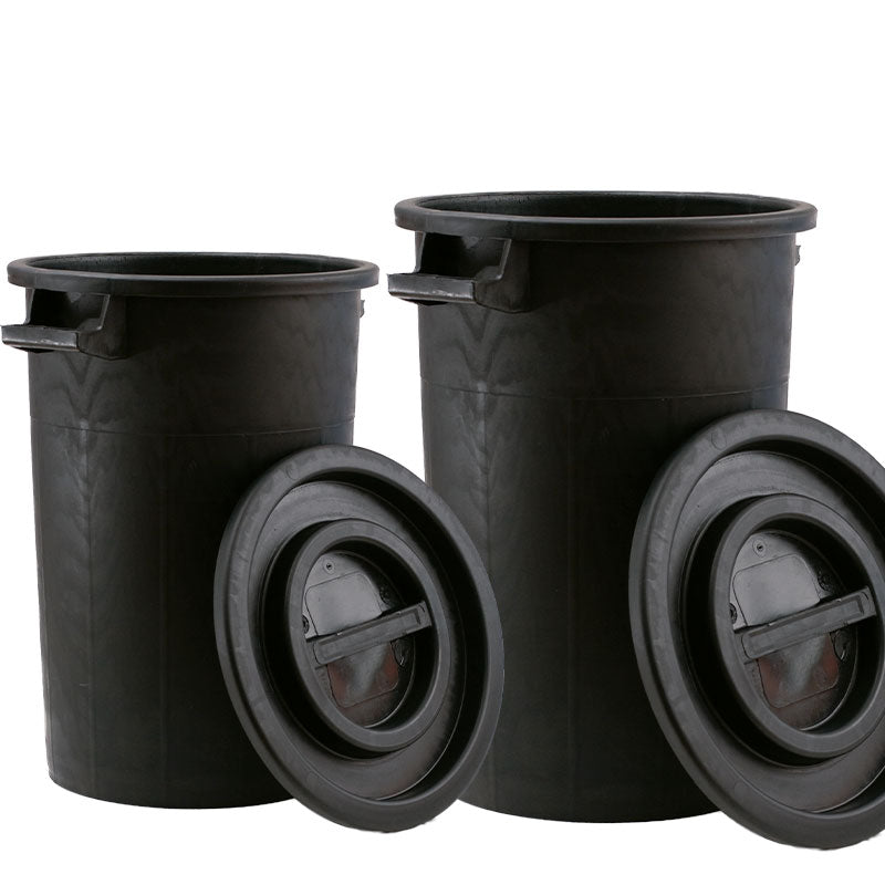 Contentor do Lixo Preto Redondo com Tampa Amovivel