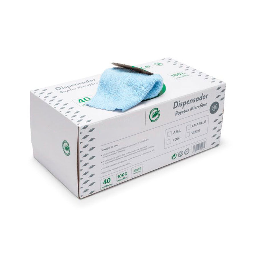 Caixa Panos Microfibra (Sem Costura) Azul - 40 Panos