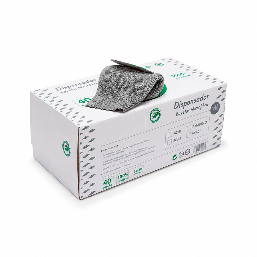 Caixa Panos Microfibra (Sem Costura) Cinza - 40 Panos