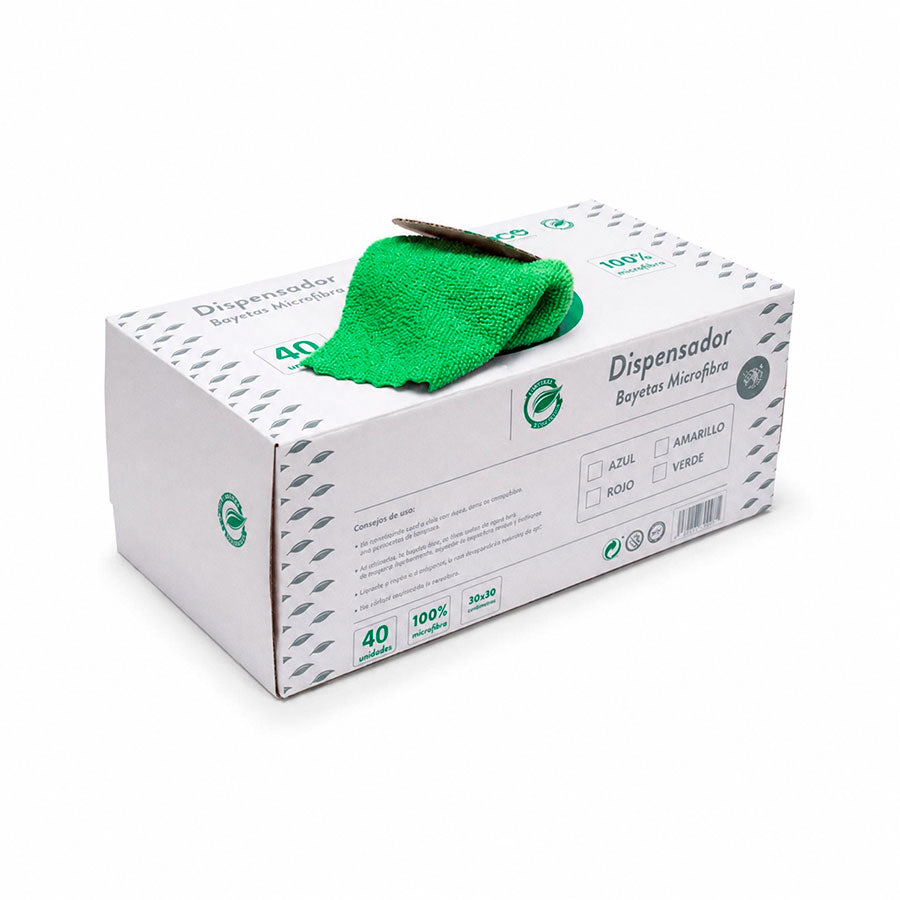 Caixa Panos Microfibra (Sem Costura) Verde - 40 Panos