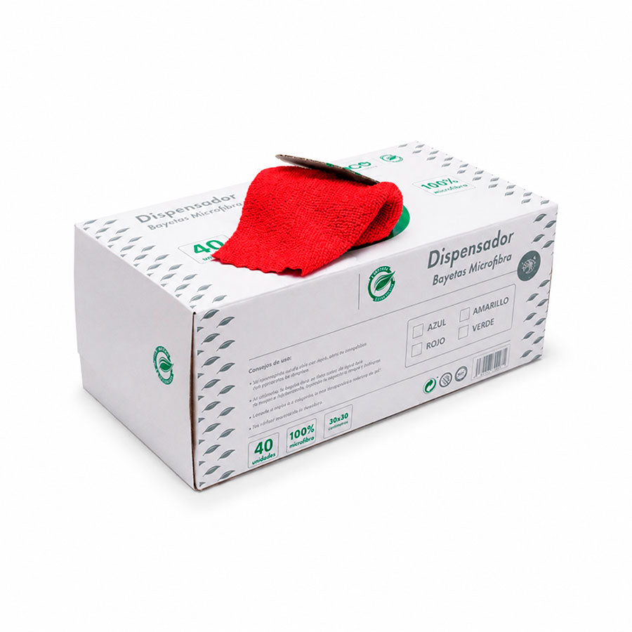 Caixa Panos Microfibra (Sem Costura) Vermelho - 40 Panos