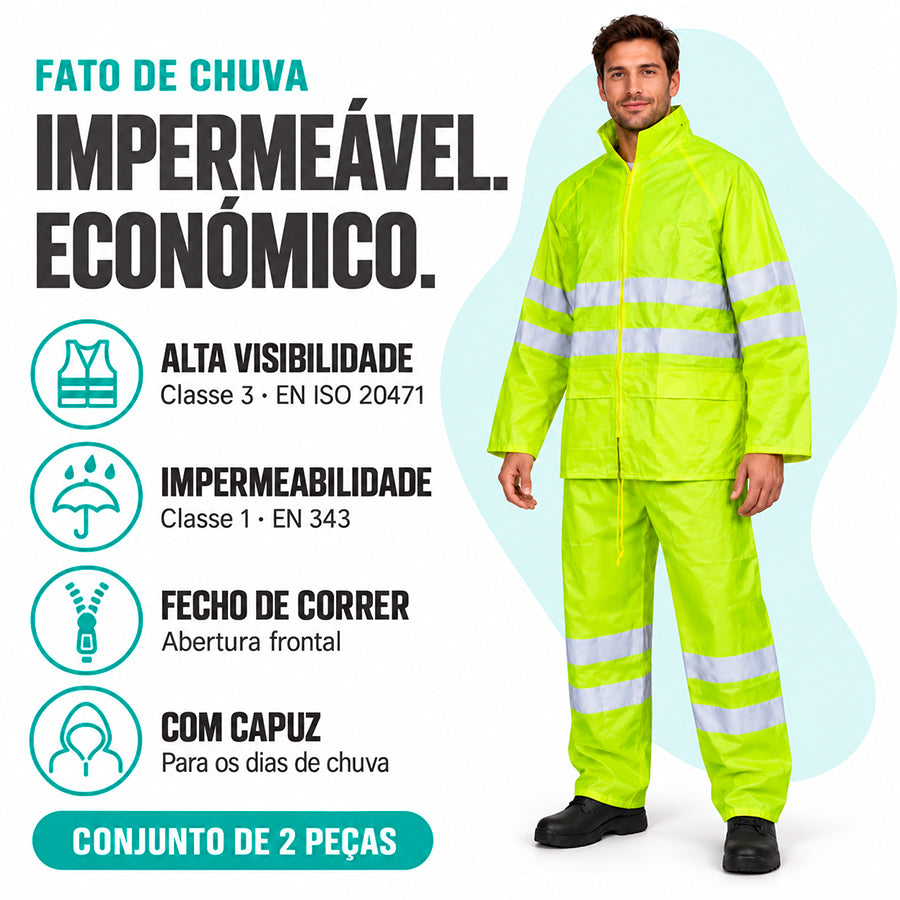 Fato de Chuva de Alta Visibilidade - Económico