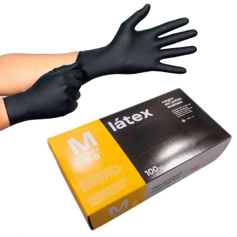 Luvas Descartáveis Látex Preta sem Pó