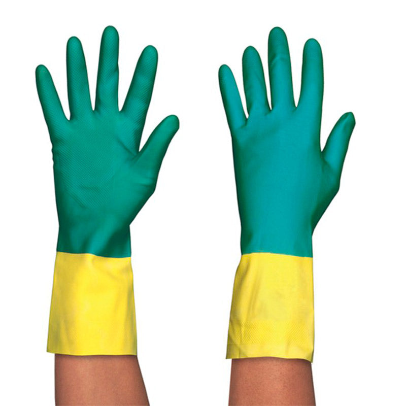 Luvas de Limpeza Menage Flocada Látex - Verde/Amarelo