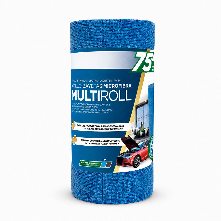 Rolo Panos Microfibra (Sem Costura) Azul - 75 Panos