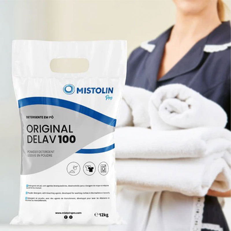 Detergente Roupa em Pó DELAV 100 Mistolin Pro - 12 Kg