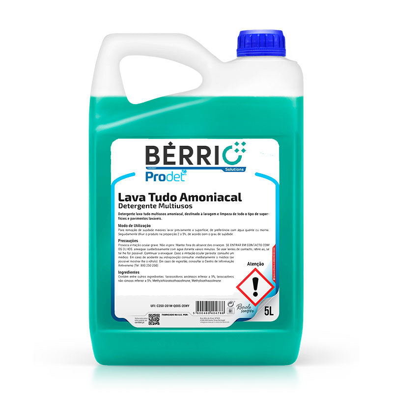 Lava Tudo Amoniacal Bérrio - 5 Litros