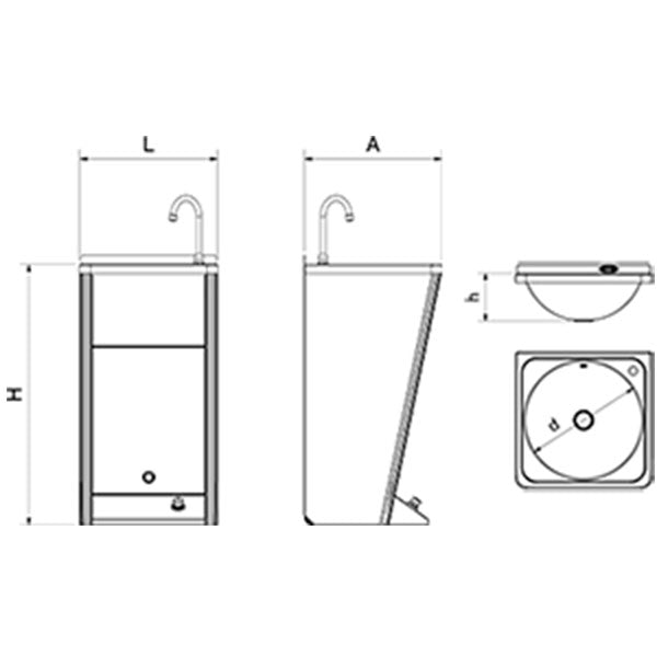 Lava-mãos Portátil em Inox - 2 l/min - Elétrico