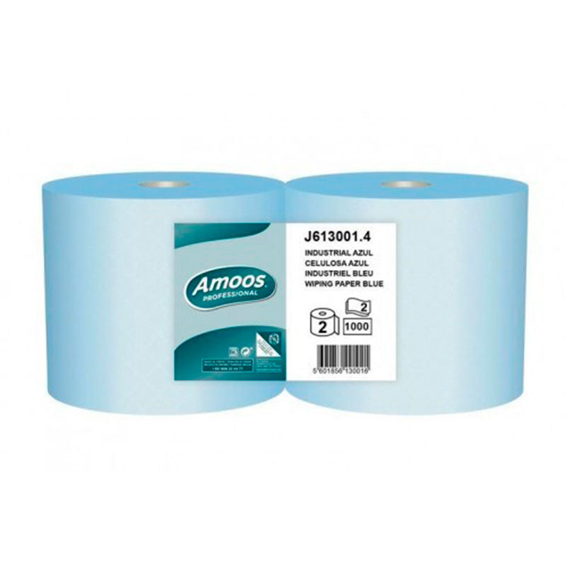 Rolo Bobine de Papel Industrial Amoos Azul - 300 Metros