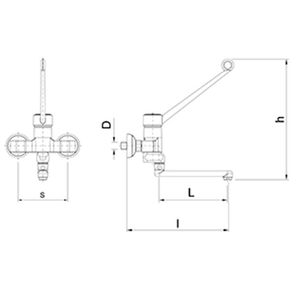 Torneira de Parede Série Monoblock Cano Baixo com Misturador de Cotovelo